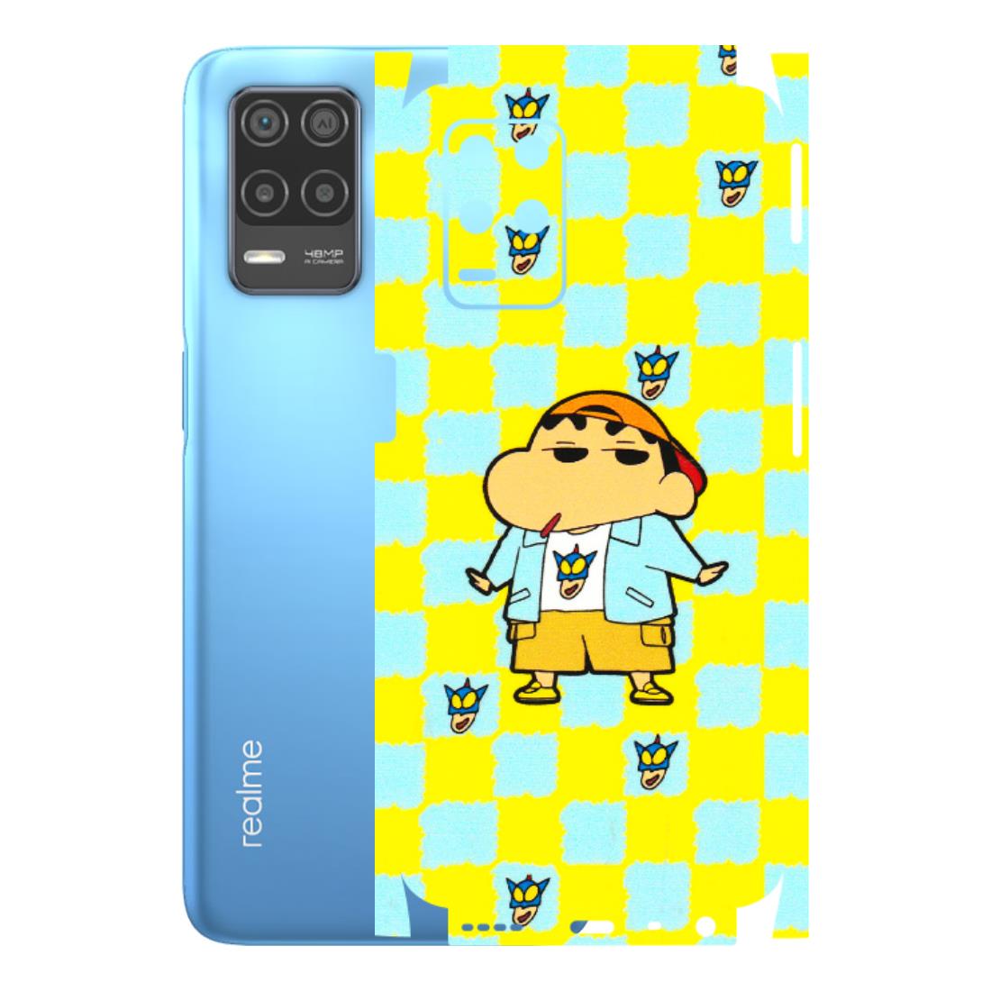 Realme Phone Skins (All Models) - Yellow Blue Shinchan Cute - 3D Embossed Finish (L-221) Realme 8 (4G)