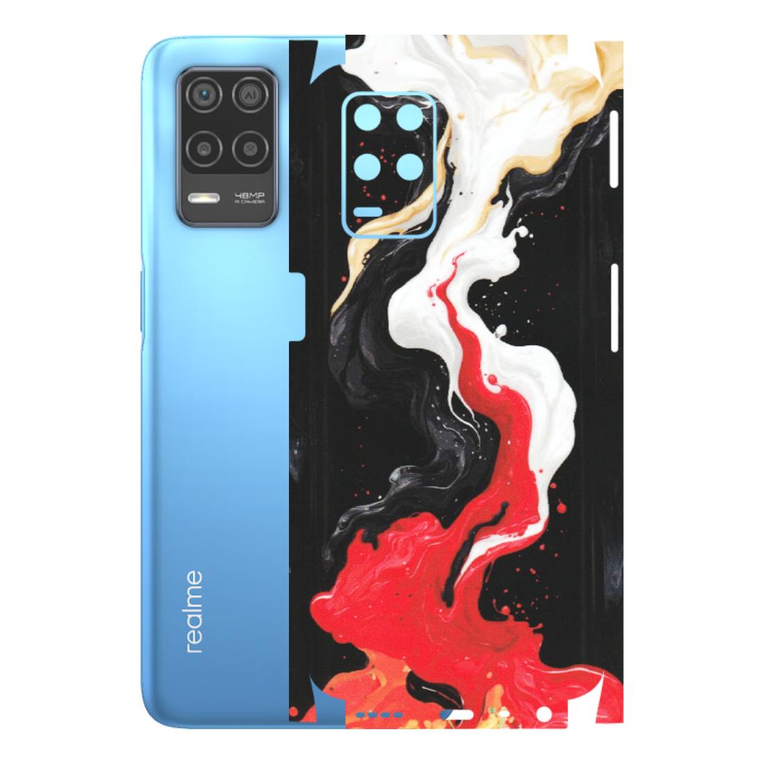 Realme Phone Skins (All Models) - Black Red White Paint Splash Fusion - Matte Finish (M-56) Realme 8 (4G)