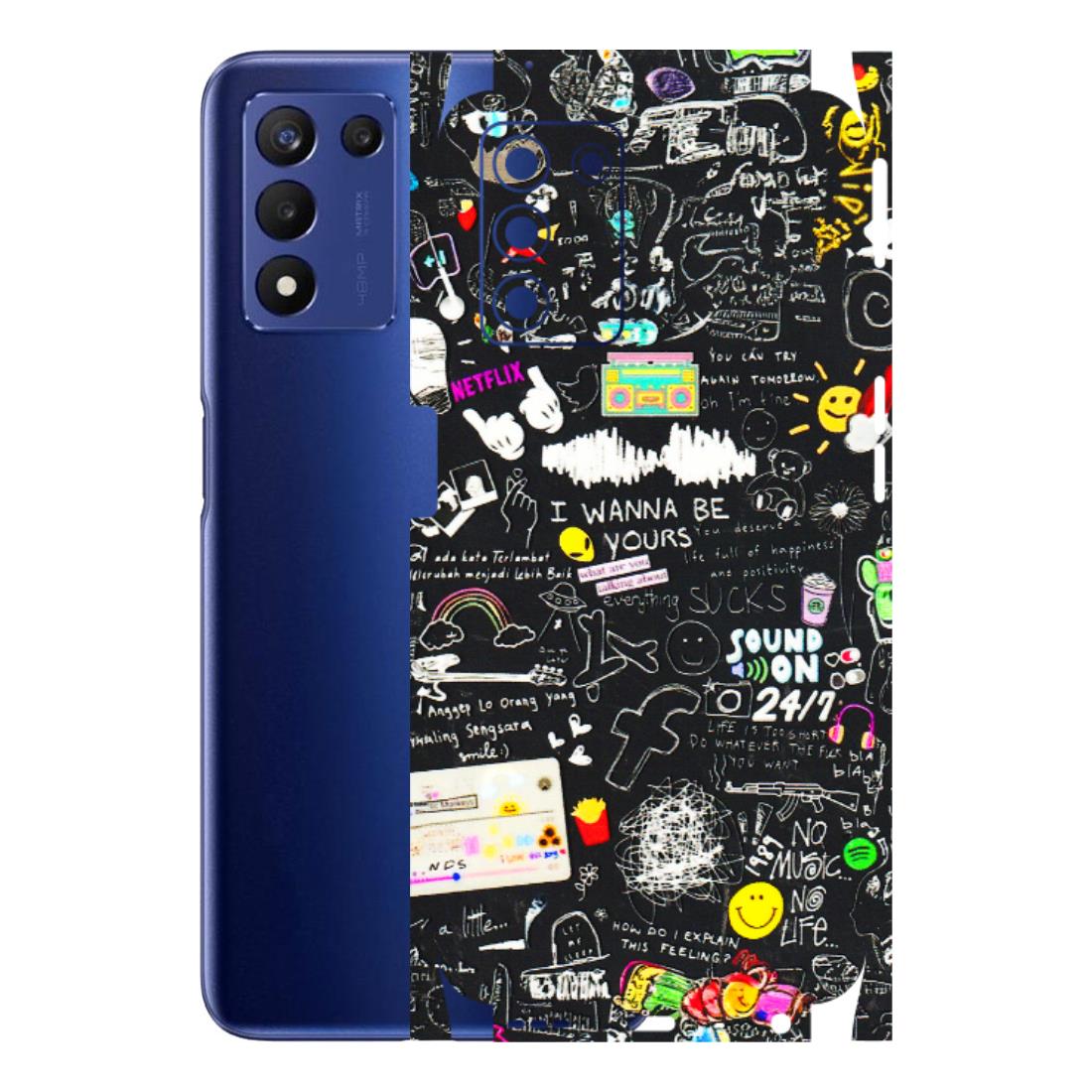 Realme Phone Skins (All Models) - Black Creatives Doodles - 3D Embossed Finish (L-311) Realme 9 5G SE