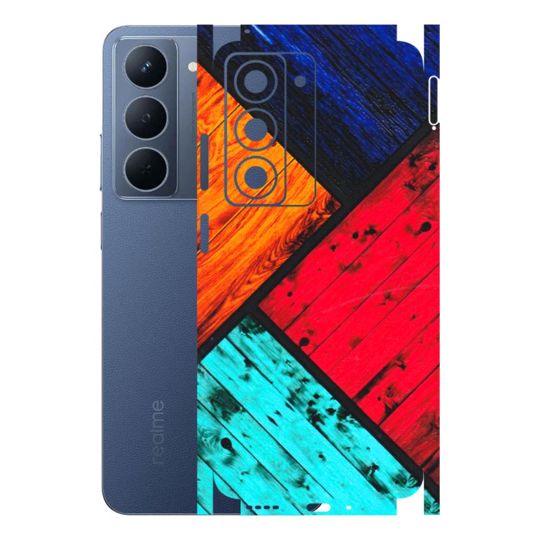 Realme Phone Skins (All Models) - Colourful Wood Panels Abstract - 3D Embossed Finish (L-09) Realme P3X