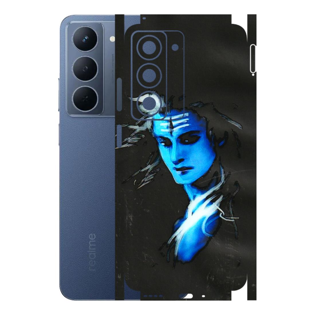Realme Phone Skins (All Models) - Har Har Mahadev Blue/Black - 3D Embossed Finish (L-185) Realme P3X
