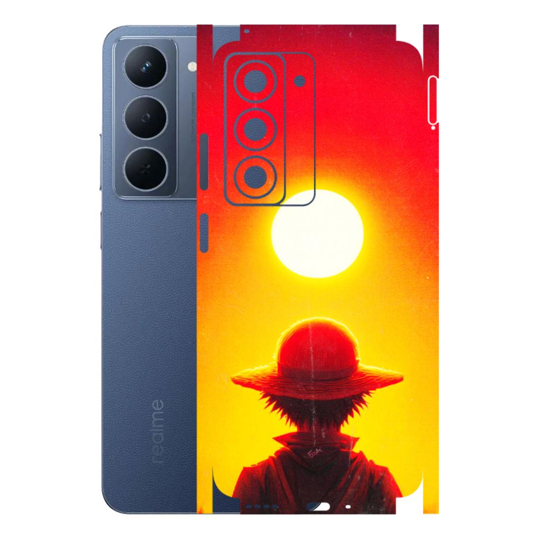 Realme Phone Skins (All Models) - Cool Sunset With Monkey D.Luffy Anime - 3D Embossed Finish (L-329) Realme P3X