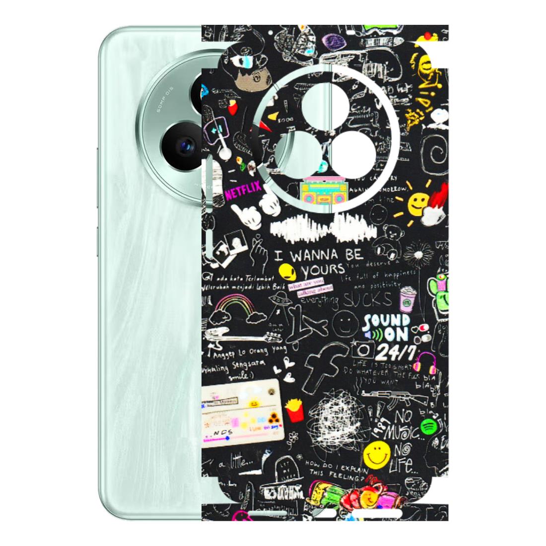 Realme Phone Skins (All Models) - Black Creatives Doodles - 3D Embossed Finish (L-311) Realme P3 Pro