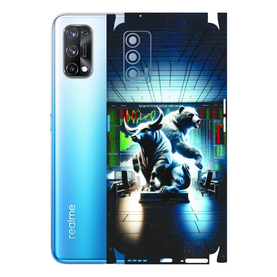 Realme Phone Skins (All Models) - Stock Market Sensex Bear vs Bulls - 3D Embossed Finish (L-15) Realme X7 5G
