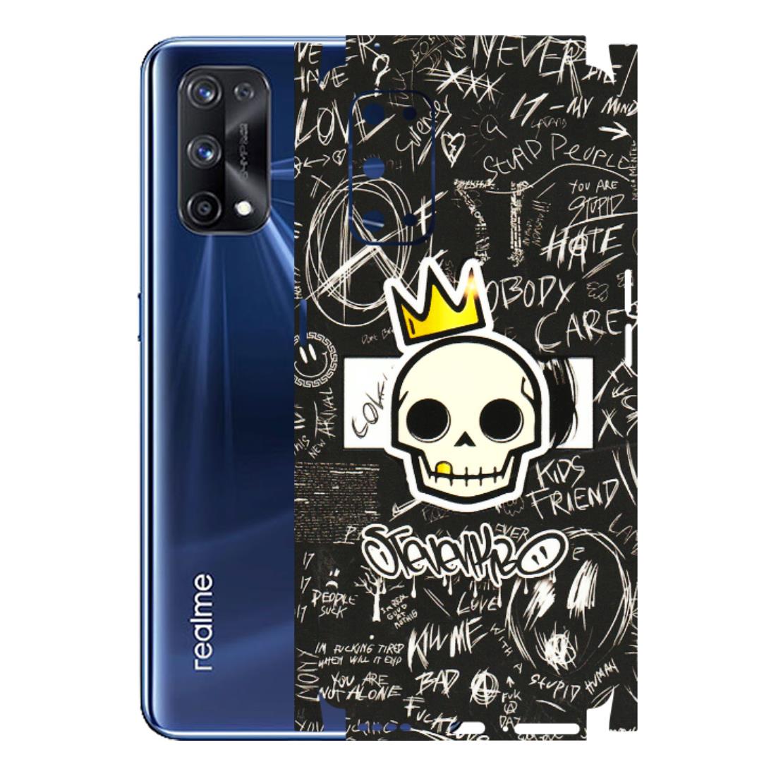 Realme Phone Skins (All Models) - Funny Skull Black Chalk Grafitti - 3D Embossed Finish (L-22) Realme X7 Pro (5G)