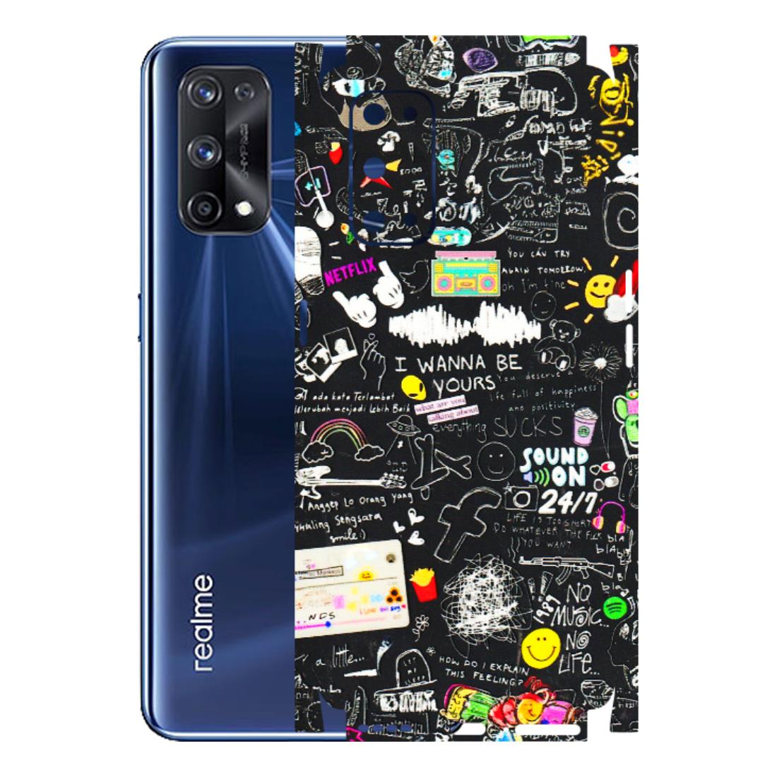 Realme Phone Skins (All Models) - Black Creatives Doodles - 3D Embossed Finish (L-311) Realme X7 Pro (5G)