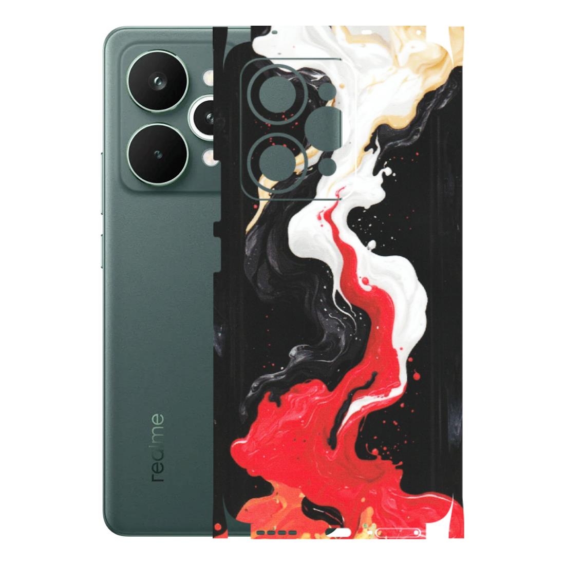 Realme Phone Skins (All Models) - Black Red White Paint Splash Fusion - Matte Finish (M-56) Realme 15 Pro 5G