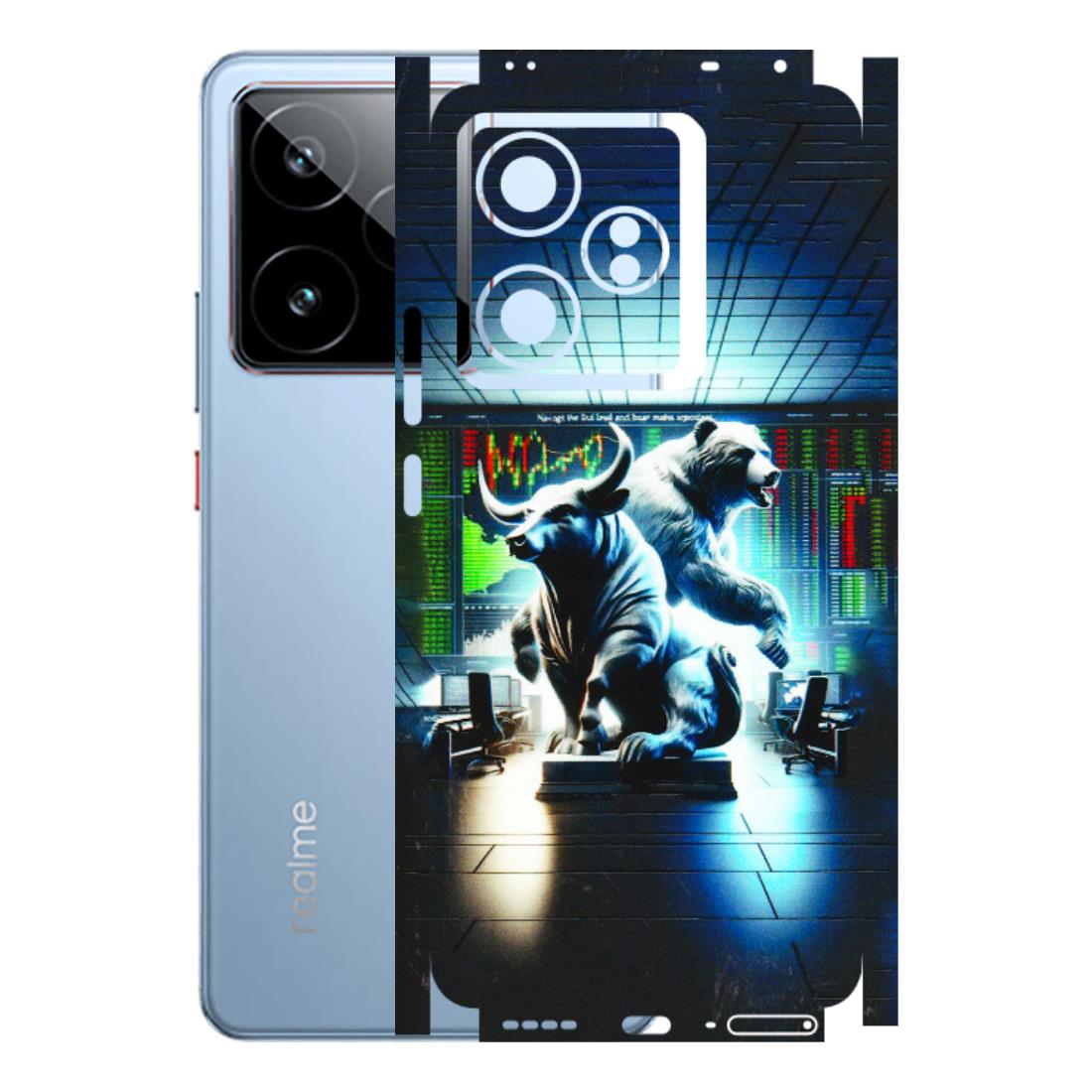 Realme Phone Skins (All Models) - Stock Market Sensex Bear vs Bulls - 3D Embossed Finish (L-15) Realme GT7 5G
