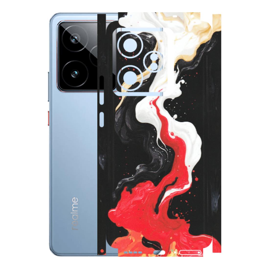 Realme Phone Skins (All Models) - Black Red White Paint Splash Fusion - Matte Finish (M-56) Realme GT7 5G