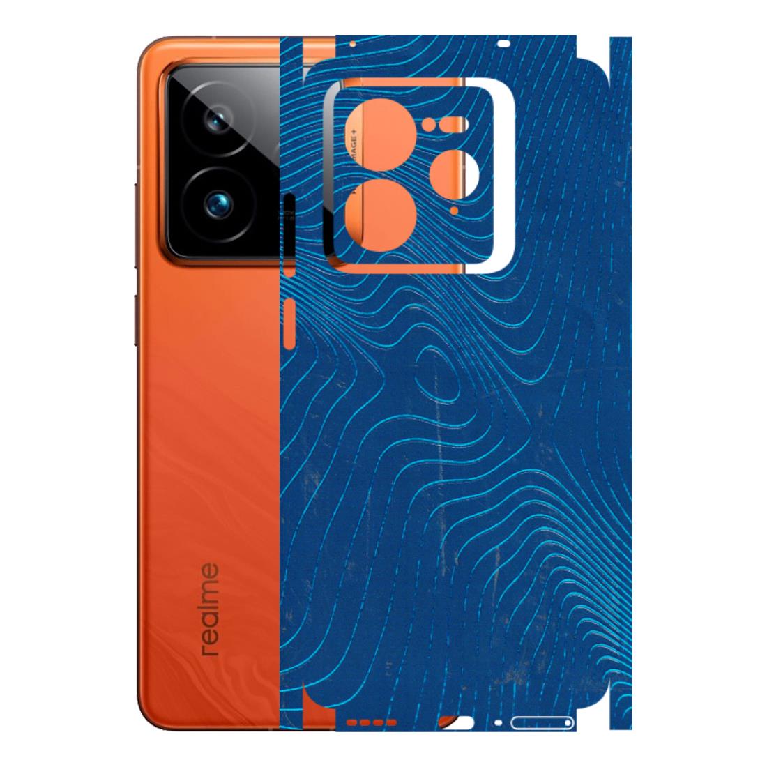 Realme Phone Skins (All Models) - Abstract Blue Line Map - 3D Embossed Finish (L-272) Realme GT7 Pro 5G