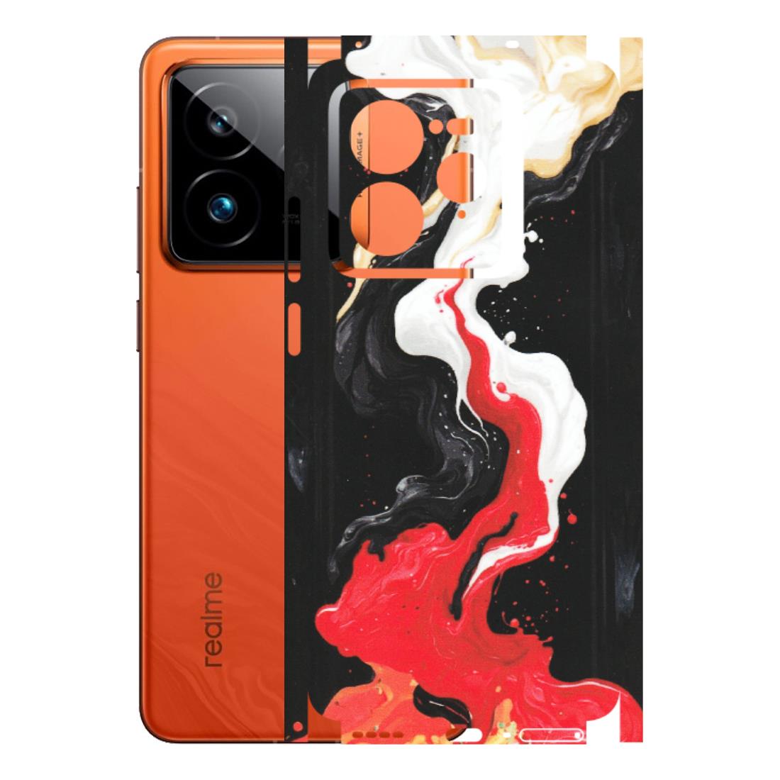 Realme Phone Skins (All Models) - Black Red White Paint Splash Fusion - Matte Finish (M-56) Realme GT7 Pro 5G
