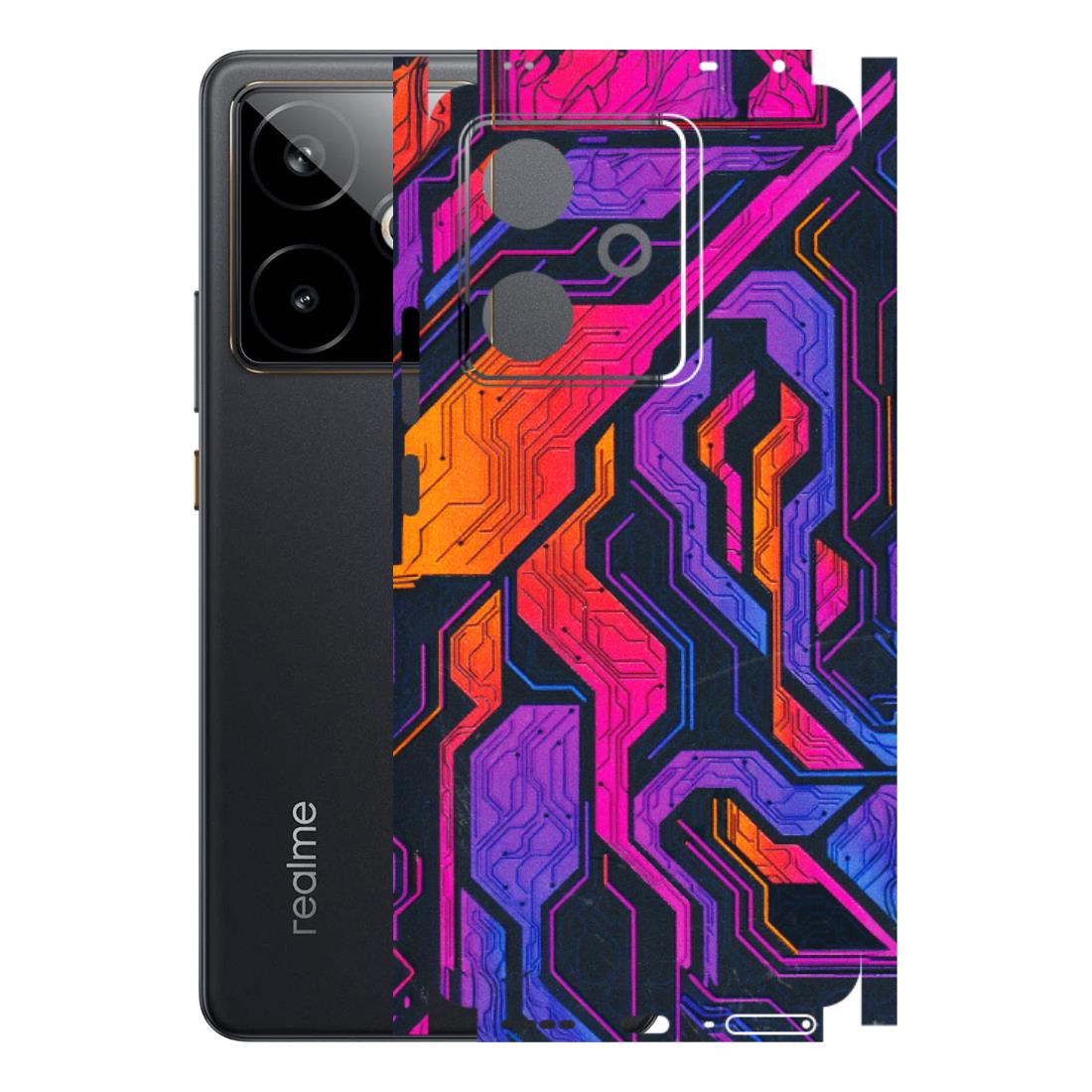 Realme Phone Skins (All Models) - Tech Circuits Futuristic - 3D Embossed Finish (L-07) Realme GT 7T 5G