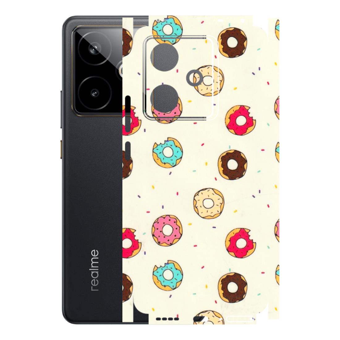 Realme Phone Skins (All Models) - Mini Donuts Doodle Art - 3D Embossed Finish (L-122) Realme GT 7T 5G