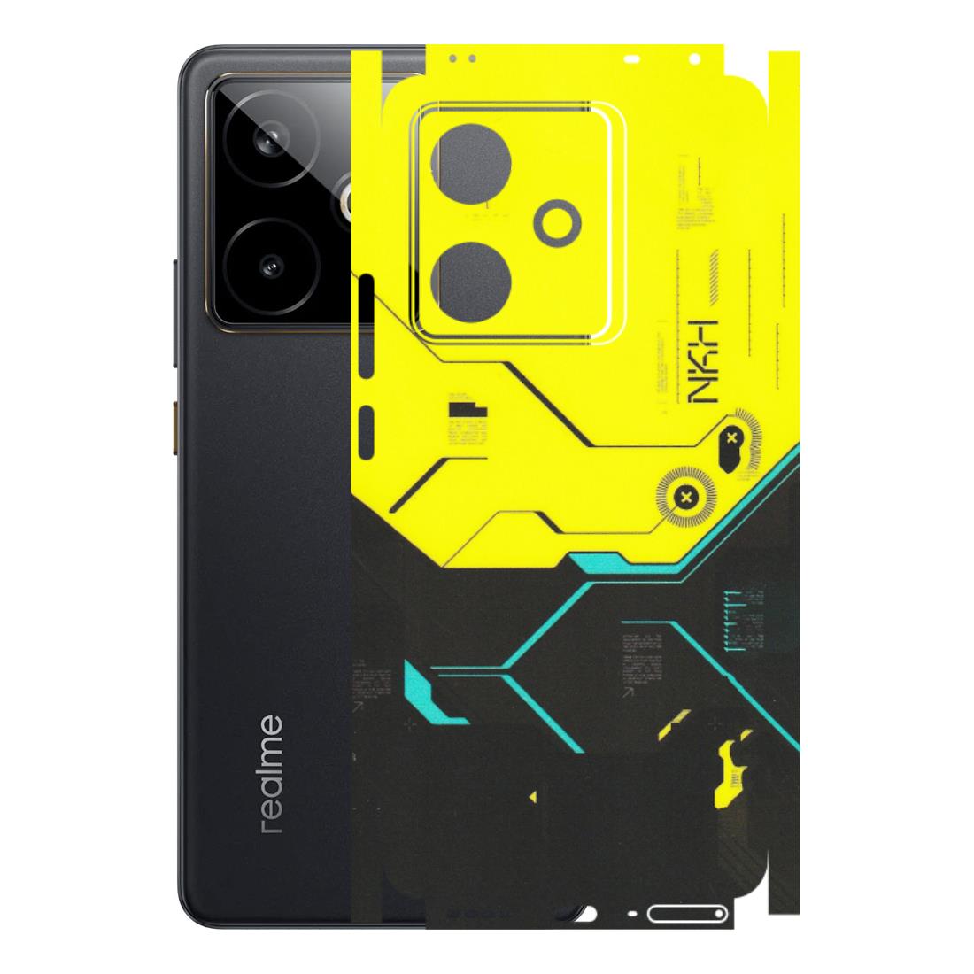 Realme Phone Skins (All Models) - Black Yellow Technica - Matte Finish (M-53) Realme GT 7T 5G