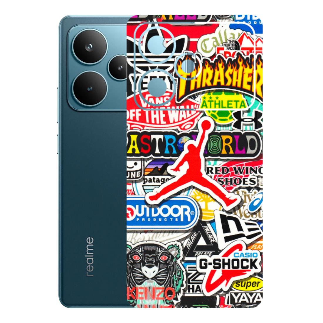 Realme Phone Skins (All Models) - Multi Brands Sticker Graffiti - 3D Embossed Finish (L-37) Realme P4 Pro 5G