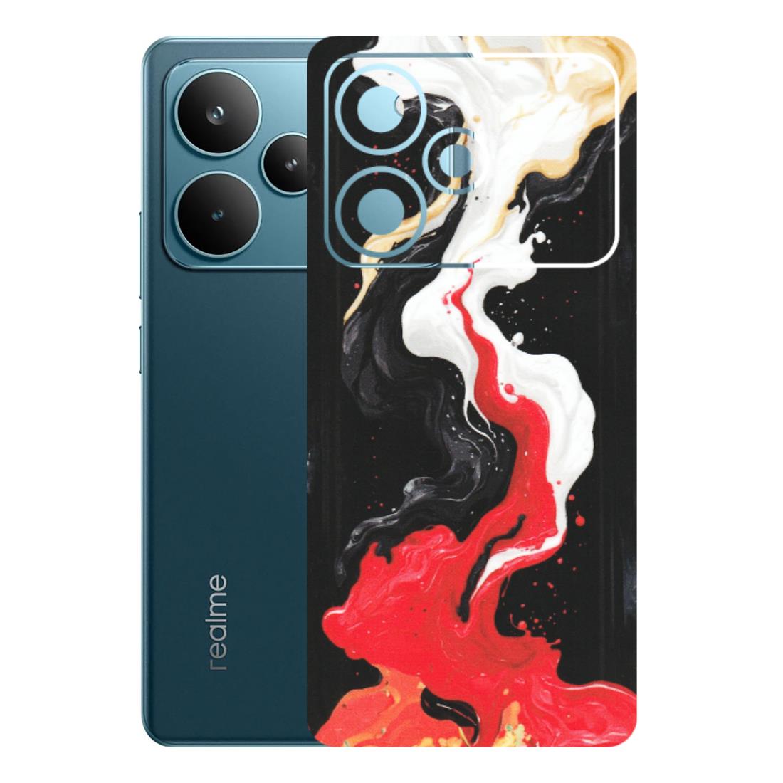 Realme Phone Skins (All Models) - Black Red White Paint Splash Fusion - Matte Finish (M-56) Realme P4 Pro 5G