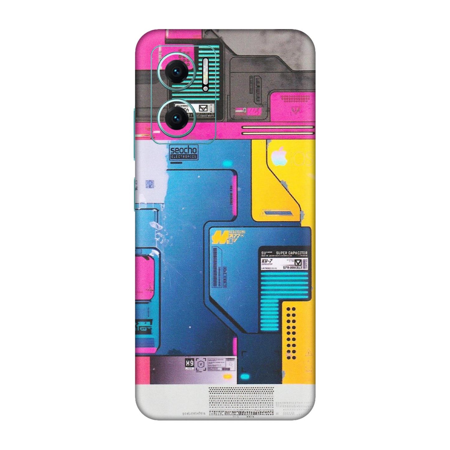 Xiaomi Redmi Phone Skins (All Models) - Colourfull Motherboard Internals - Matte Finish (M-55) Redmi 11 Prime 5G