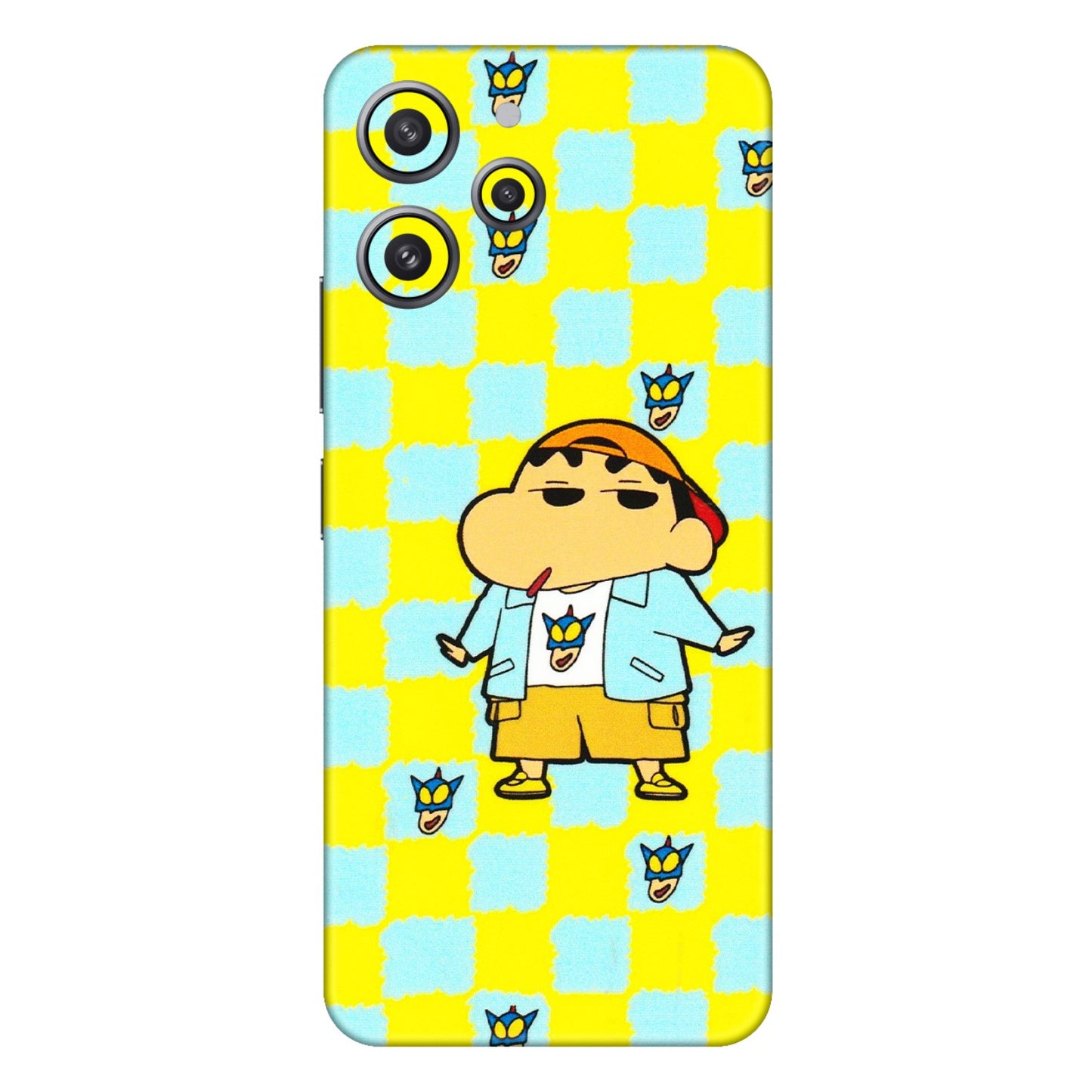 Xiaomi Redmi Phone Skins (All Models) - Yellow Blue Shinchan Cute - 3D Embossed Finish (L-221) Redmi 12 4G