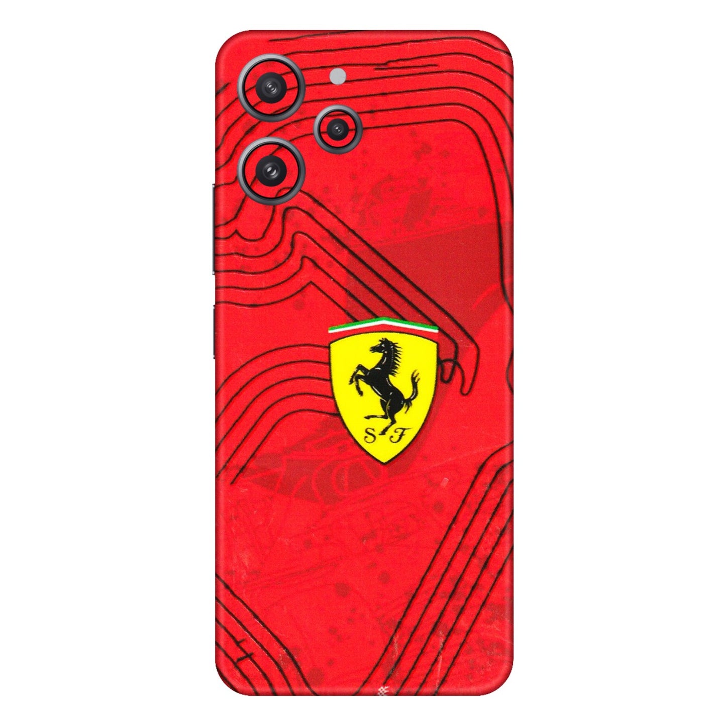 Xiaomi Redmi Phone Skins (All Models) - Red Ferrari Logo Stylish - 3D Embossed Finish (L-238) Redmi 12 4G