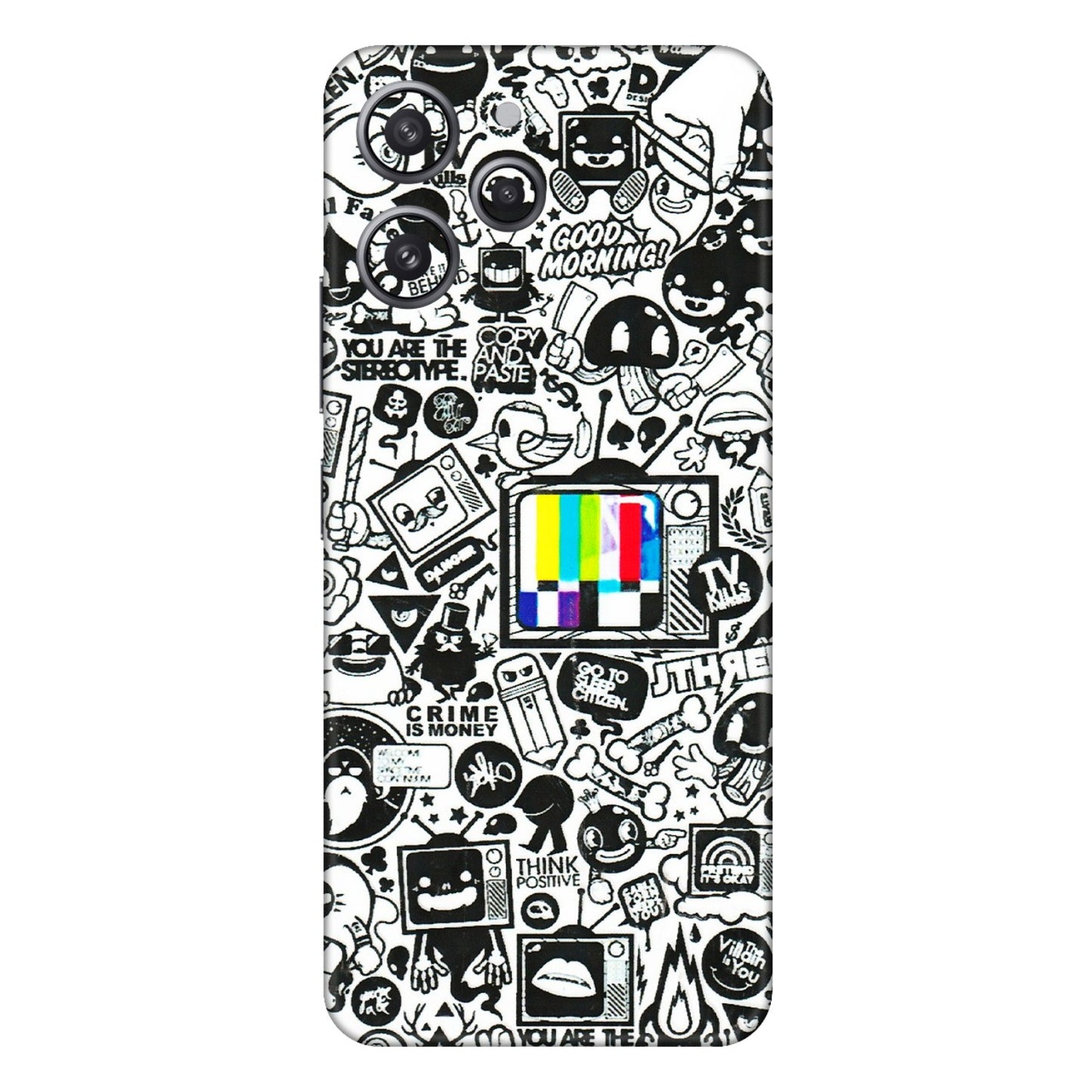 Xiaomi Redmi Phone Skins (All Models) - Doodles Positive Art - 3D Embossed Finish (L-263) Redmi 12 4G