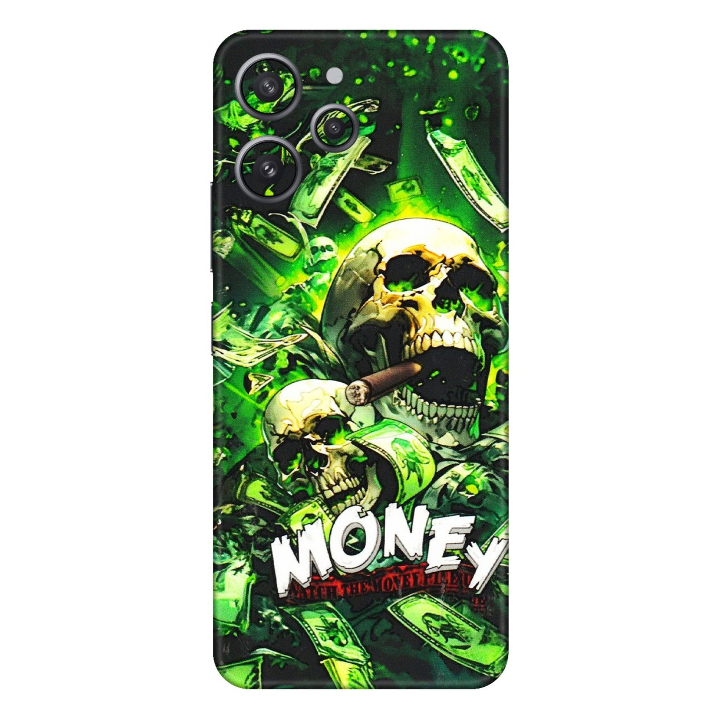 Xiaomi Redmi Phone Skins (All Models) - Skull Money - 3D Embossed Finish (L-303) Redmi 12 4G