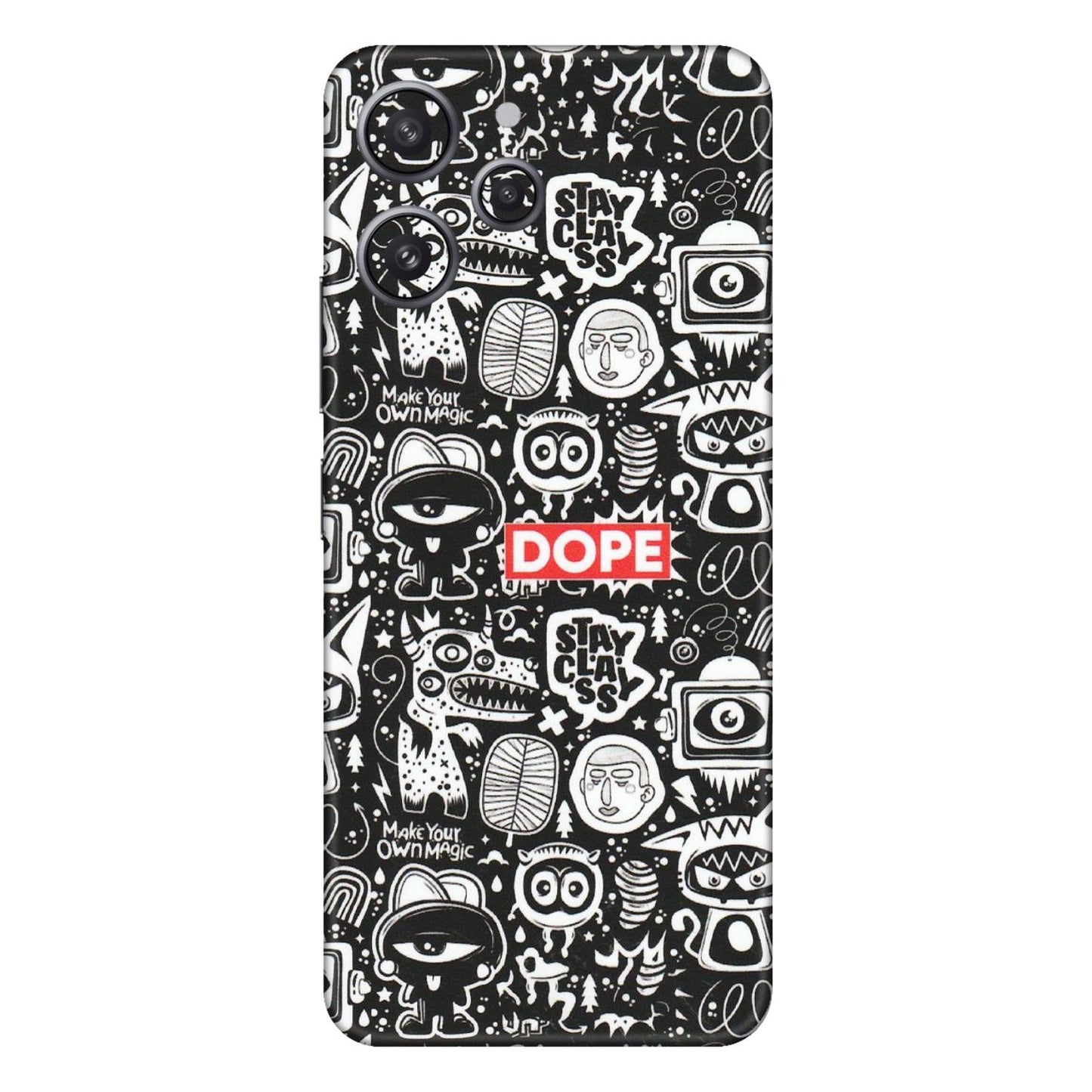 Xiaomi Redmi Phone Skins (All Models) - Dope Stay Classy Black Doodles - Matte Finish (M-126) Redmi 12 4G