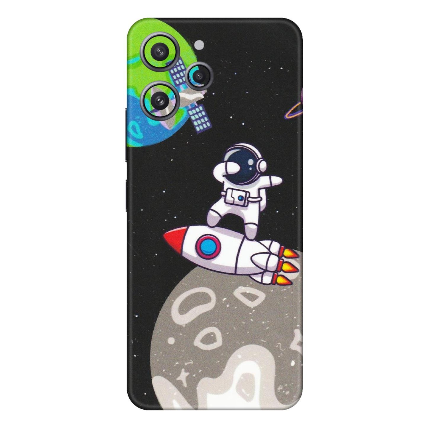 Xiaomi Redmi Phone Skins (All Models) - Astronaut Vibing Toon Running - Matte Finish (M-39) Redmi 12 4G