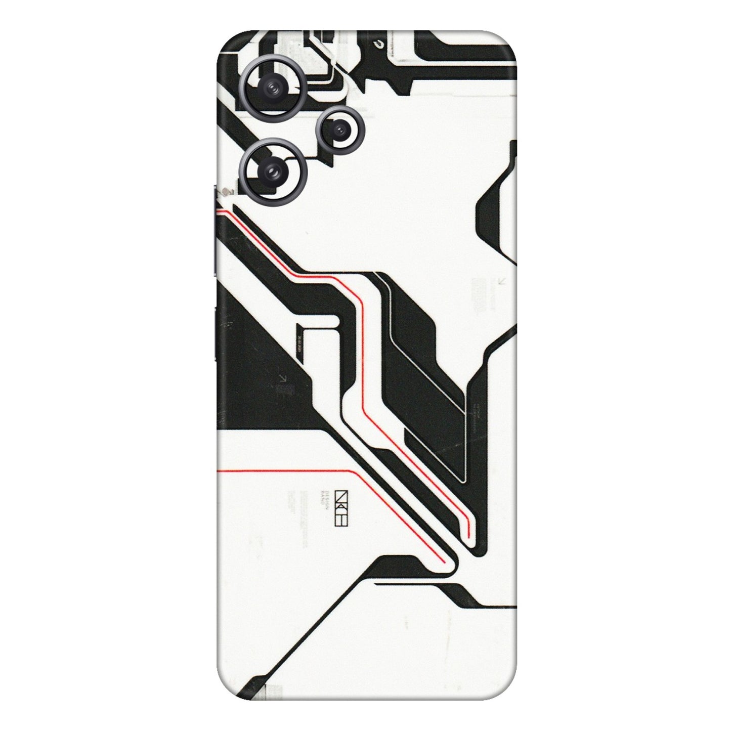Xiaomi Redmi Phone Skins (All Models) - White Techy Logo - 3D Embossed Finish (L-312) Redmi 12 5G