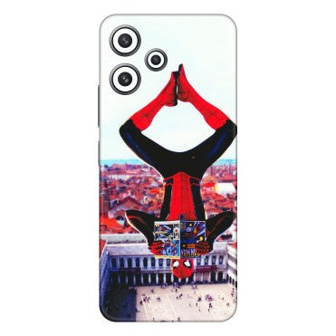 Xiaomi Redmi Phone Skins (All Models) - Spiderman Hanging - 3D Embossed Finish (L-53) Redmi 12 5G