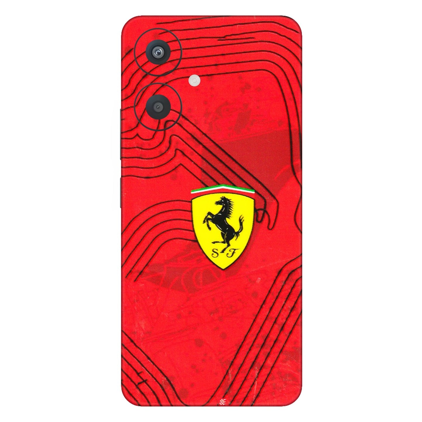 Xiaomi Redmi Phone Skins (All Models) - Red Ferrari Logo Stylish - 3D Embossed Finish (L-238) Redmi 13C 5G