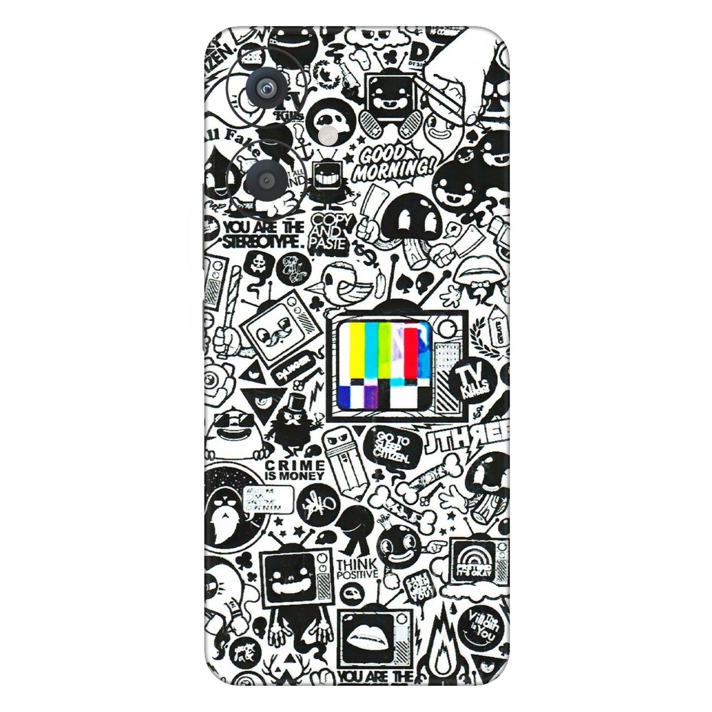Xiaomi Redmi Phone Skins (All Models) - Doodles Positive Art - 3D Embossed Finish (L-263) Redmi 13C 5G