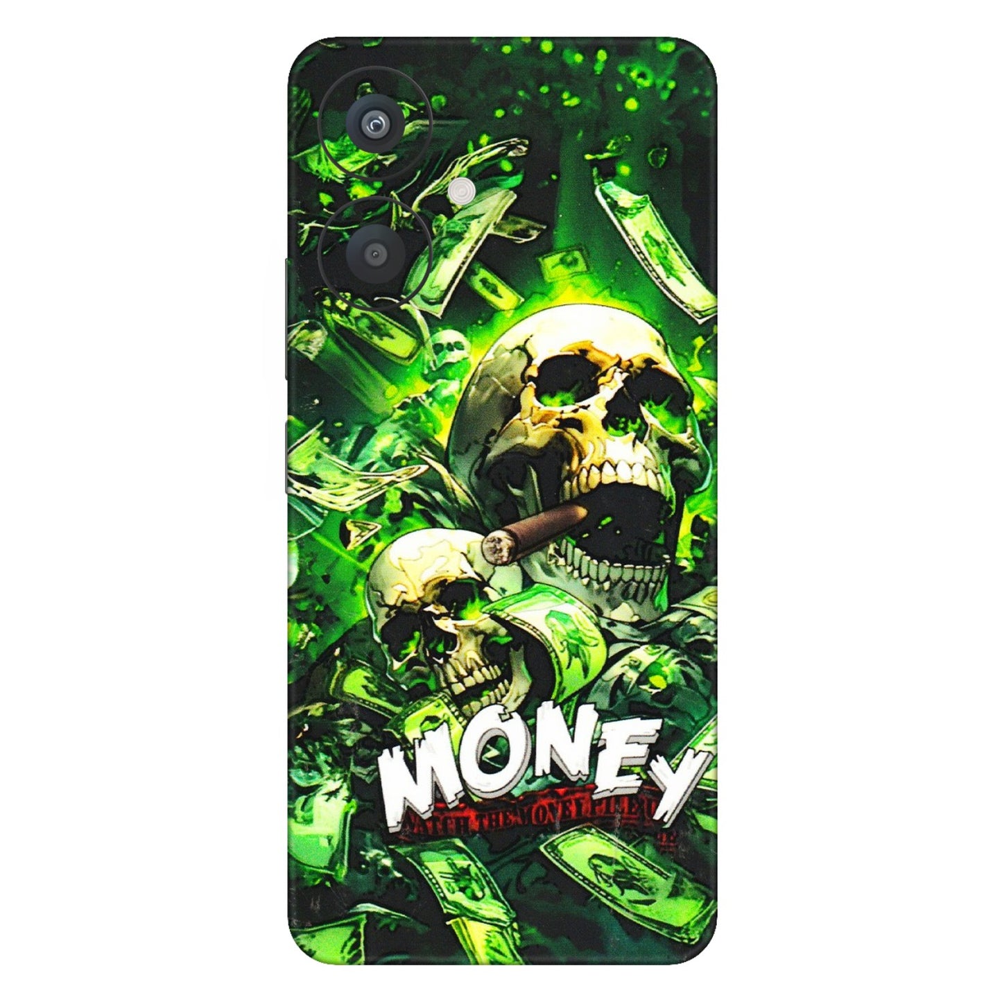 Xiaomi Redmi Phone Skins (All Models) - Skull Money - 3D Embossed Finish (L-303) Redmi 13C 5G