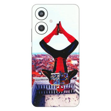 Xiaomi Redmi Phone Skins (All Models) - Spiderman Hanging - 3D Embossed Finish (L-53) Redmi 13C 5G