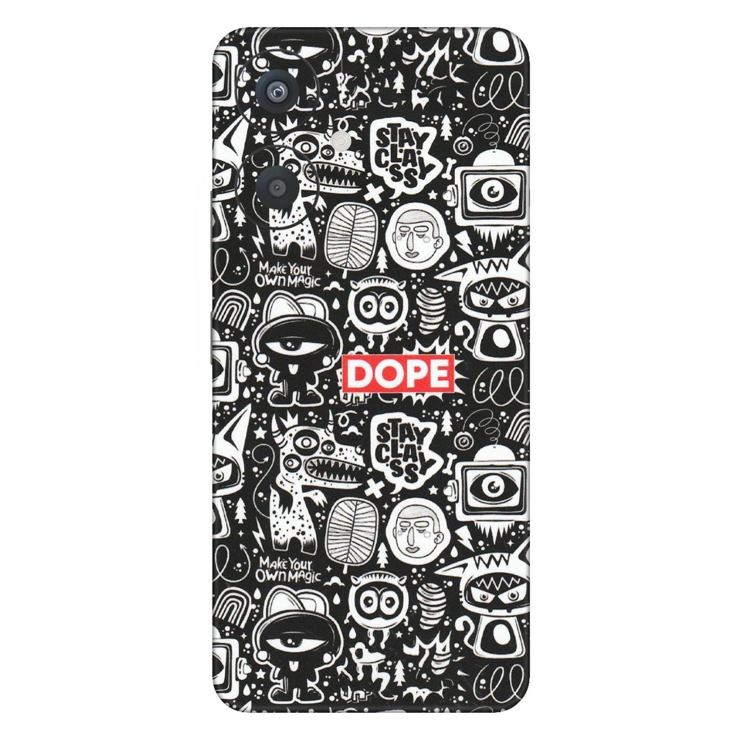 Xiaomi Redmi Phone Skins (All Models) - Dope Stay Classy Black Doodles - Matte Finish (M-126) Redmi 13C 5G