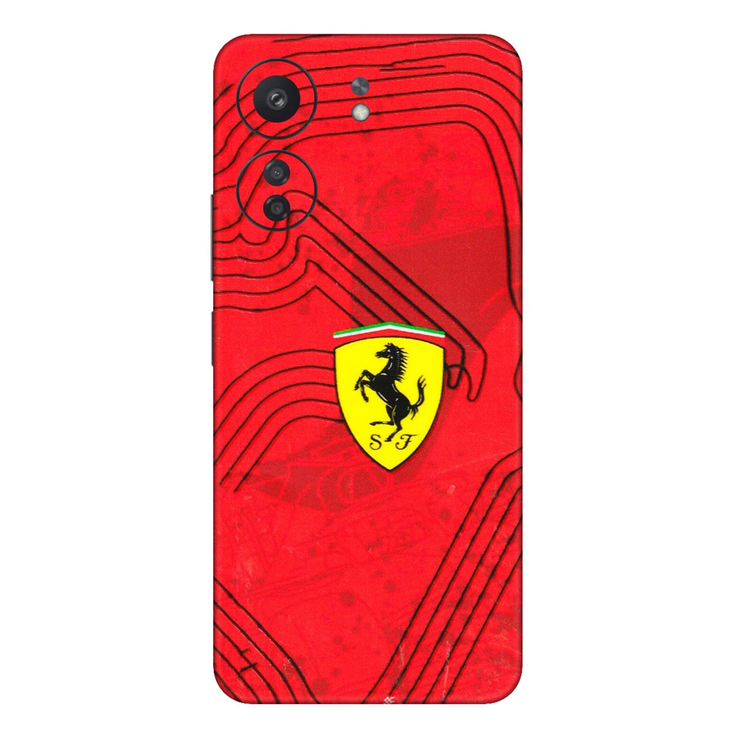 Xiaomi Redmi Phone Skins (All Models) - Red Ferrari Logo Stylish - 3D Embossed Finish (L-238) Redmi 13C