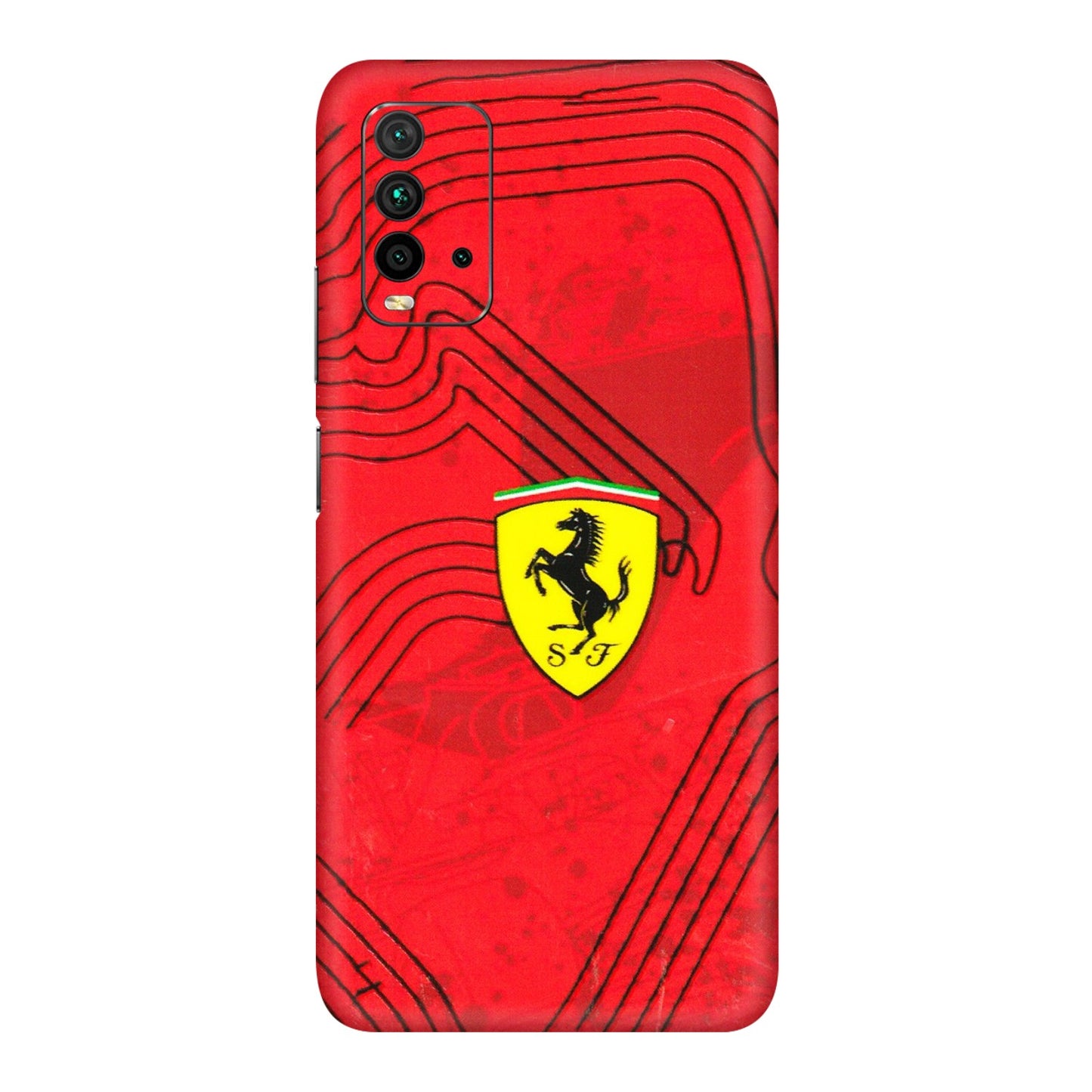 Xiaomi Redmi Phone Skins (All Models) - Red Ferrari Logo Stylish - 3D Embossed Finish (L-238) Redmi 9 Power