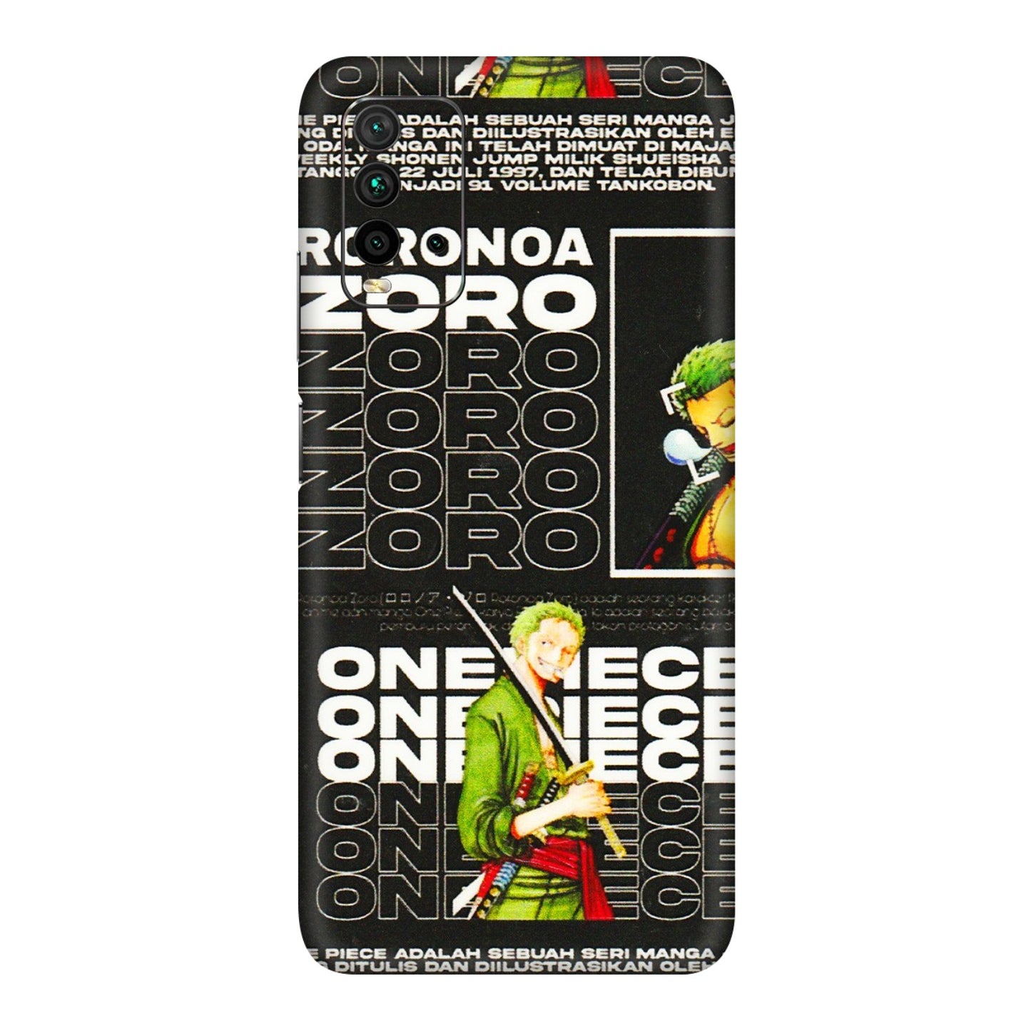 Xiaomi Redmi Phone Skins (All Models) - One Piece Zoro - 3D Embossed Finish (L-250) Redmi 9 Power