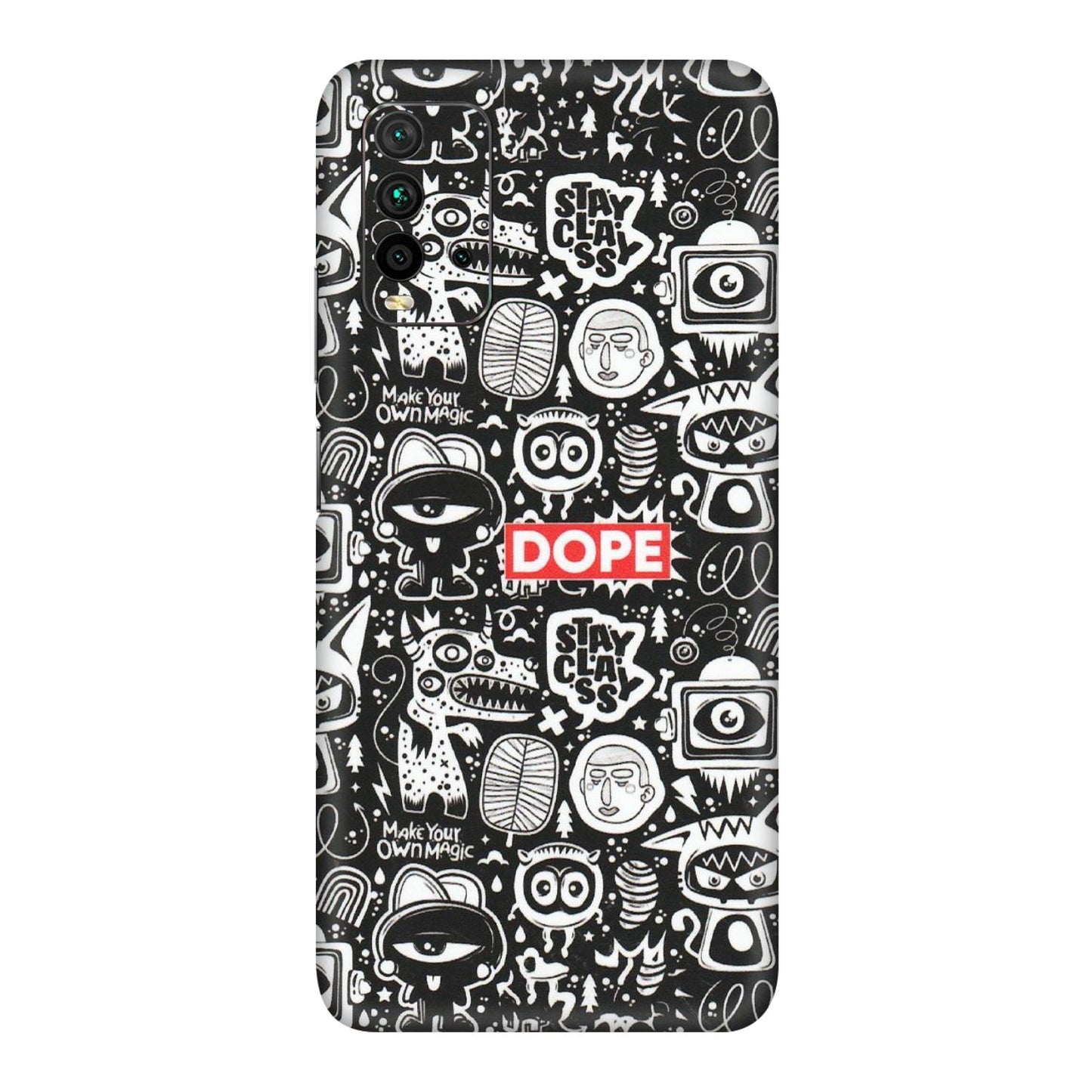 Xiaomi Redmi Phone Skins (All Models) - Dope Stay Classy Black Doodles - Matte Finish (M-126) Redmi 9 Power