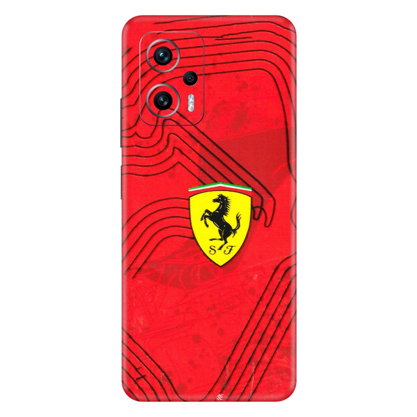 Xiaomi Redmi Phone Skins (All Models) - Red Ferrari Logo Stylish - 3D Embossed Finish (L-238) Redmi K50i 5G