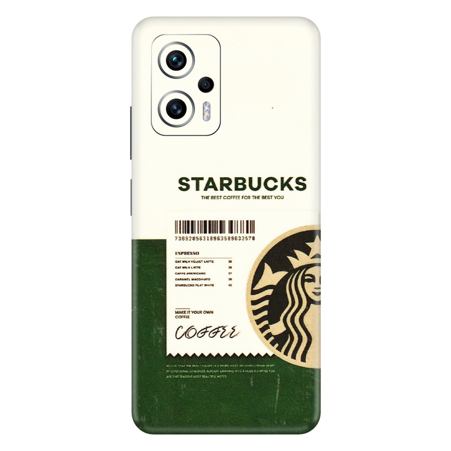 Xiaomi Redmi Phone Skins (All Models) - Starbucks Barcode - 3D Embossed Finish (L-308) Redmi K50i 5G
