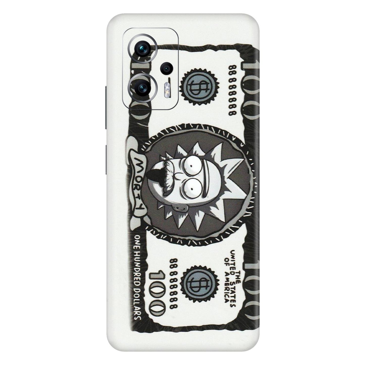 Xiaomi Redmi Phone Skins (All Models) - Rick And Morty Hundred Dollar Anime - Matte Finish (M-161) Redmi K50i 5G