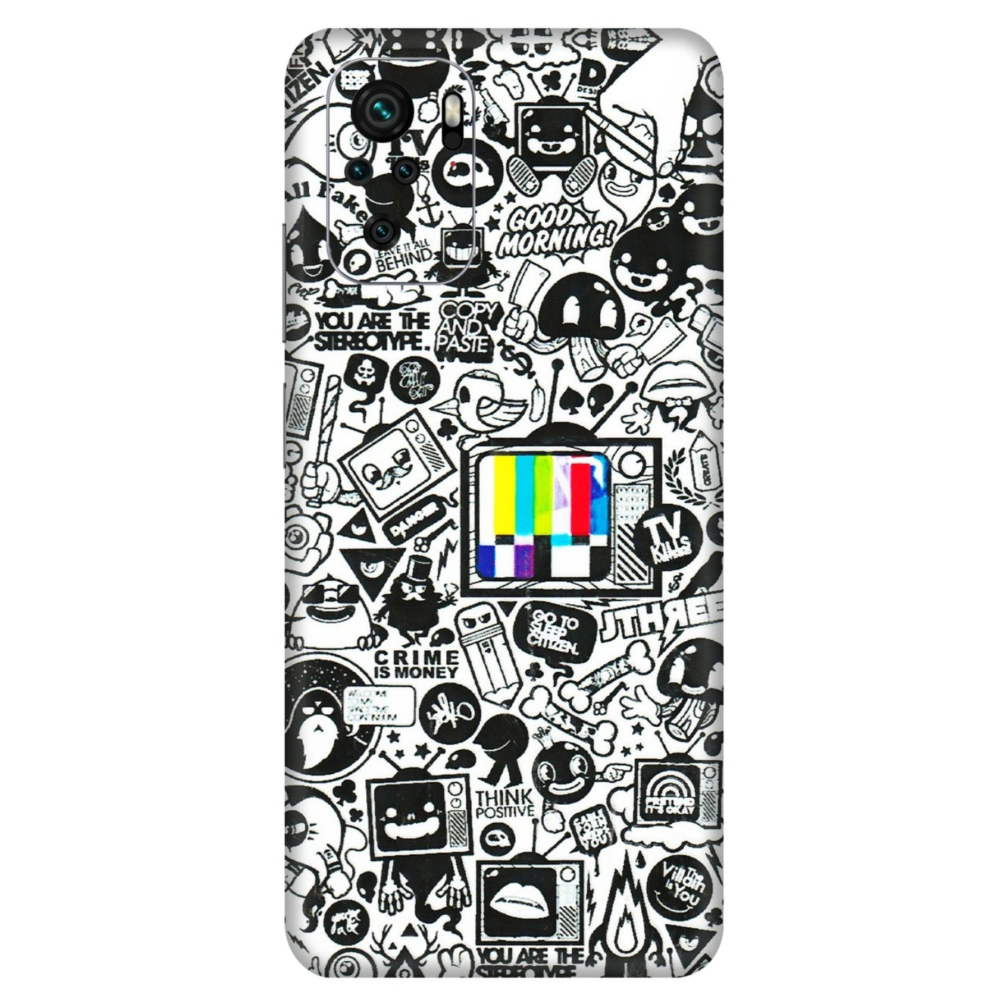 Xiaomi Redmi Phone Skins (All Models) - Doodles Positive Art - 3D Embossed Finish (L-263) Redmi Note 10S