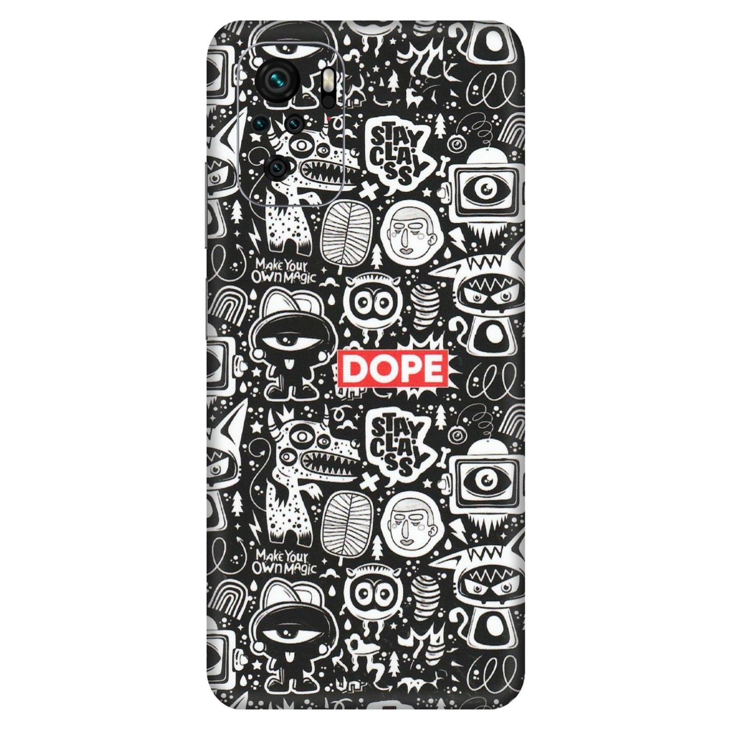 Xiaomi Redmi Phone Skins (All Models) - Dope Stay Classy Black Doodles - Matte Finish (M-126) Redmi Note 10S