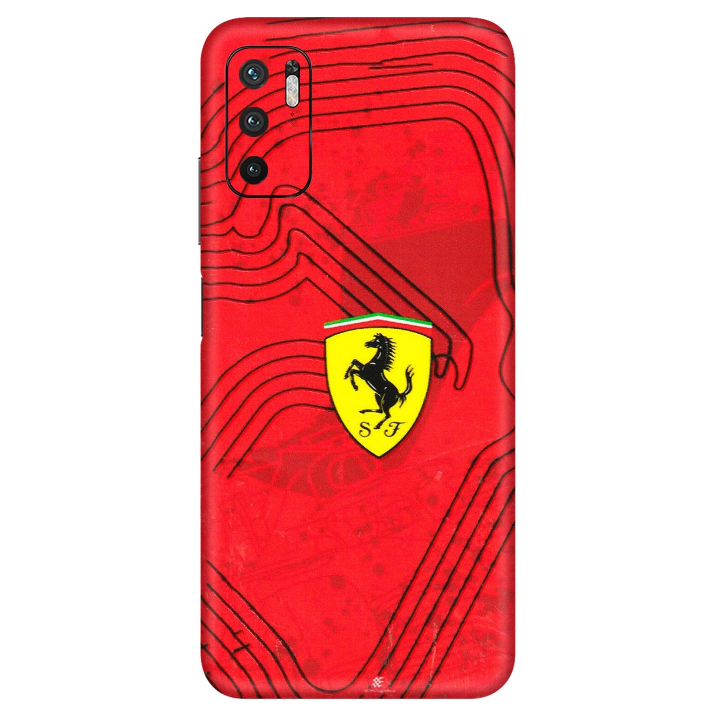 Xiaomi Redmi Phone Skins (All Models) - Red Ferrari Logo Stylish - 3D Embossed Finish (L-238) Redmi Note 10T 5G