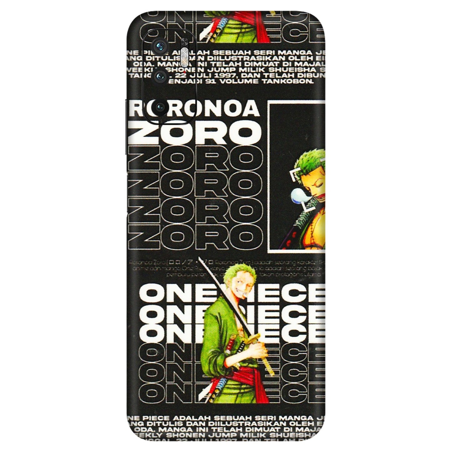 Xiaomi Redmi Phone Skins (All Models) - One Piece Zoro - 3D Embossed Finish (L-250) Redmi Note 10T 5G