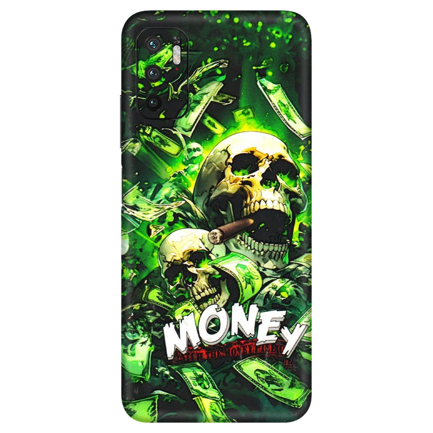 Xiaomi Redmi Phone Skins (All Models) - Skull Money - 3D Embossed Finish (L-303) Redmi Note 10T 5G