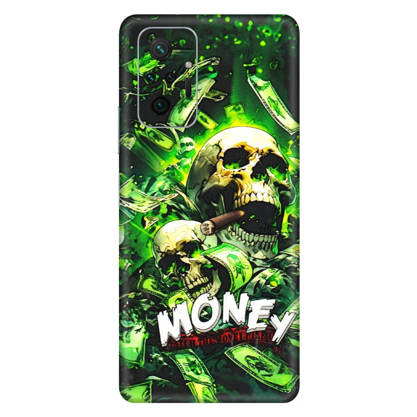 Xiaomi Redmi Phone Skins (All Models) - Skull Money - 3D Embossed Finish (L-303) Redmi Note 10 Pro Max