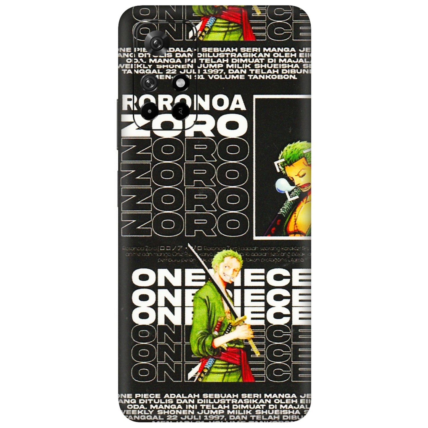 Xiaomi Redmi Phone Skins (All Models) - One Piece Zoro - 3D Embossed Finish (L-250) Redmi Note 11T 5G