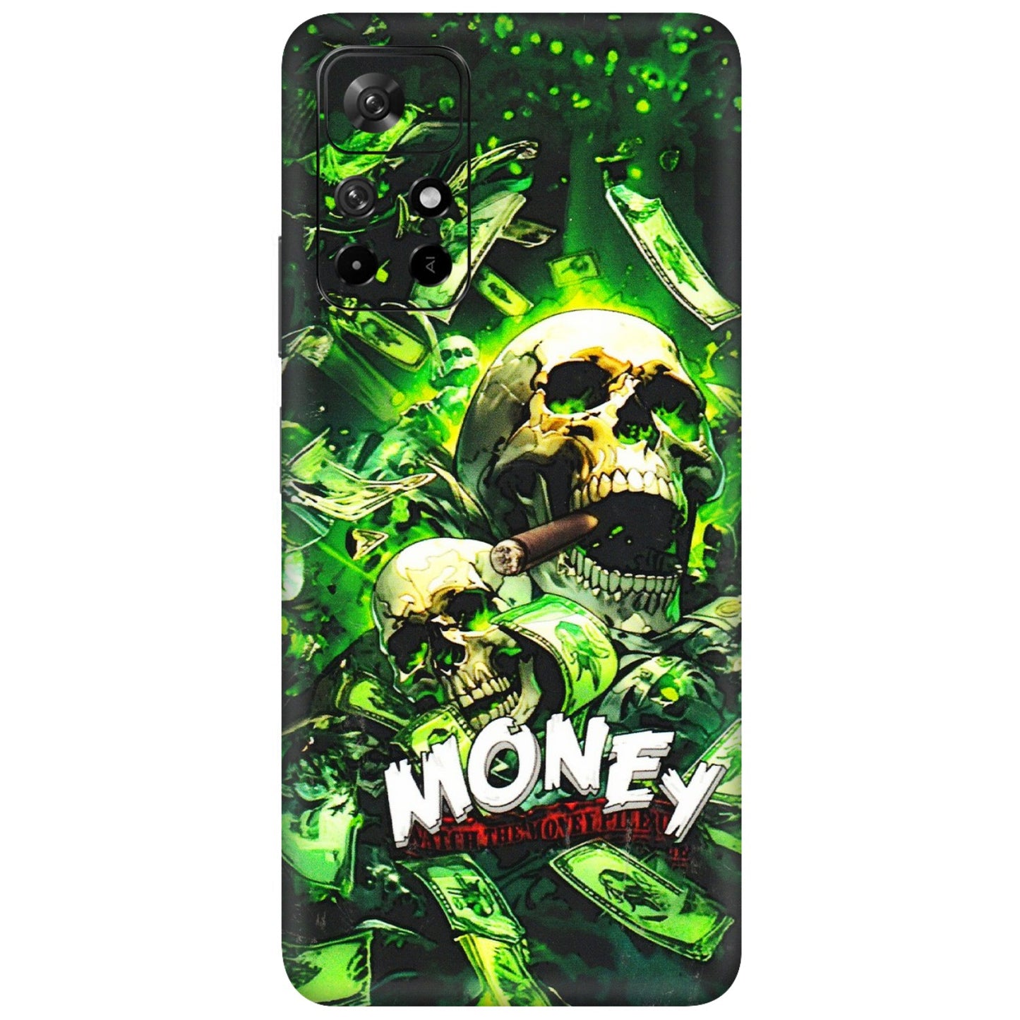 Xiaomi Redmi Phone Skins (All Models) - Skull Money - 3D Embossed Finish (L-303) Redmi Note 11T 5G