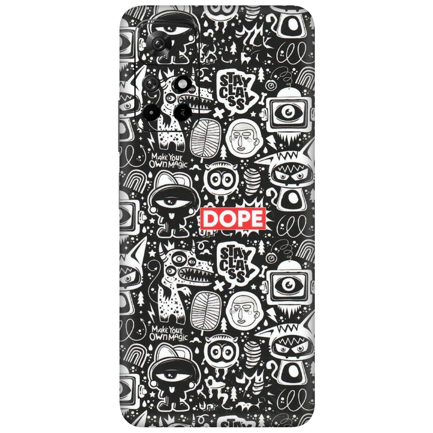 Xiaomi Redmi Phone Skins (All Models) - Dope Stay Classy Black Doodles - Matte Finish (M-126) Redmi Note 11T 5G